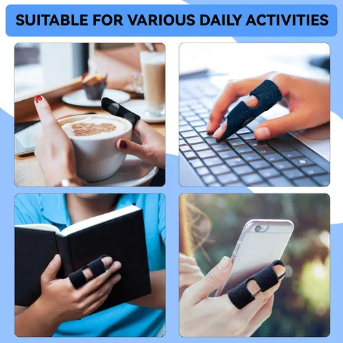 Vista 5 de Férula de dedo Bozenu, férula universal para dedo gatillo para dolor de dedos rotos/artritis y alivio de esguinces, férulas para dedo medio, índice