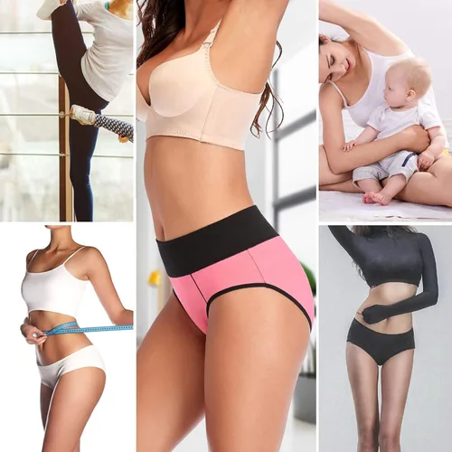Vista 7 de Eiggam Ropa interior para mujer, de algodón, de cintura alta, cobertura completa, suave, elástico, transpirable, paquete múltiple