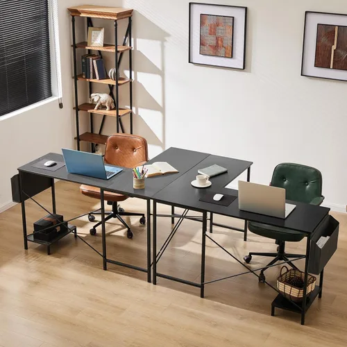 Vista 5 de Sweetcrispy Escritorio en forma de L – Escritorio de computadora, escritorio de esquina, escritorio para juegos, mesa de PC con soporte para CPU