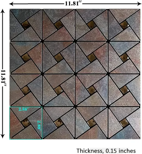 Vista 3 de XUANINY Azulejo autoadhesivo de 10 hojas para salpicaduras, molino de viento y vidrio, azulejos de mosaico de aluminio de metal para decoración