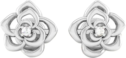 Vista 2 de Dazzlingrock Collection Pendientes de tuerca con forma de flor de oro de 14 quilates de 0,02 quilates (quilates)