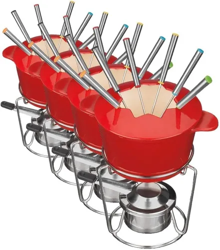 Vista 3 de Cuisinart Juego de fondue de hierro fundido de 13 piezas, crema, 10 pulgadas