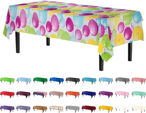 Vista 32 de Party Solids Paquete de 12 manteles rectangulares de plástico con diseño de bandera estadounidense de alta calidad, mantel desechable de plástico