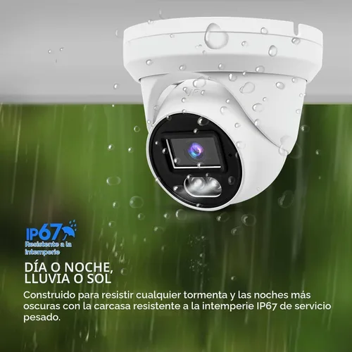 Vista 6 de Cámara de torreta IP PoE 4K 8MP al aire libre 24/7 versión nocturna a todo color 0.1 in 105° gran angular, H.265, IP67, compatible con Uniview NVR