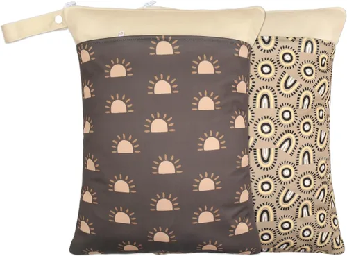 Paquete de 2 bolsas para artículos húmedos y secos para pañales de tela y piezas de extractor de leche, bolsa húmeda reutilizable impermeable con