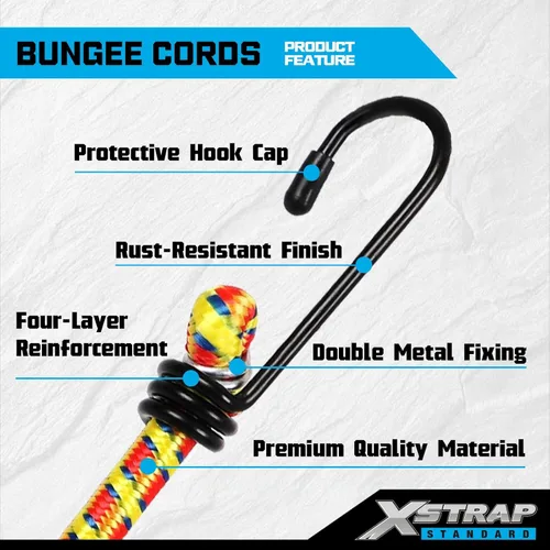 Vista 5 de XSTRAP STANDARD Kit de 14 piezas de cuerda elástica estándar – Incluye cuerdas elásticas de 18, 24, 30 y 40 pulgadas con ganchos