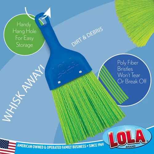 Vista 7 de LOLA Escoba de batir resistente, cepillo de mano, cerdas duraderas, barre la suciedad y los desechos, compacta, agujero para colgar para fácil