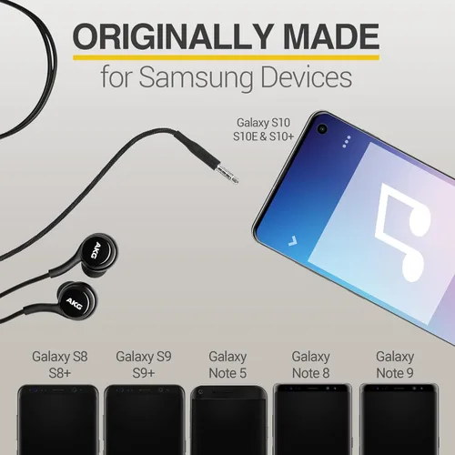 Vista 5 de ElloGear - Auriculares estéreo OEM para Samsung Galaxy S10, S10e, S10 Plus, A31, A71, con cable, diseñados por AKG, con micrófono y botones
