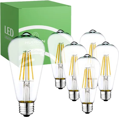 Vista 11 de Hudson Bulb Co. Bombillas LED Edison vintage, 6 W, base E26/E27, regulable equivalente a 60 W, luces blancas de luz diurna de 4000 K, estilo ST58