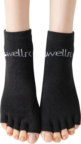 Wellrox Toeless Yoga Socks, Yoga Socks with Grips for Women, Toeless Socks, Open Toe Socks Women, Pilates Toe Socks