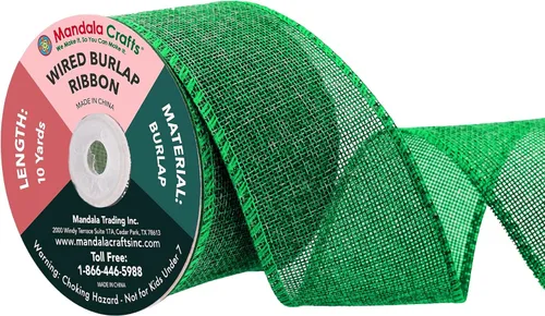 Vista 180 de Mandala Crafts Cinta de arpillera amarilla con alambre para corona, cinta de arpillera amarilla de yute natural rústico de 2 pulgadas de ancho, 10
