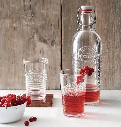 Vista 2 de Bormioli Rocco Officina 1825 - Botella abatible con asas (juego de 2) – 37.25 onzas con tapa abatible, botellas herméticas de almacenamiento