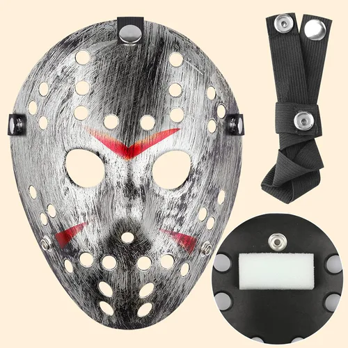 Vista 2 de yomlilian Máscara de Halloween de terror aterrador, máscara de terror espeluznante con luz LED de purga para disfraz de cosplay