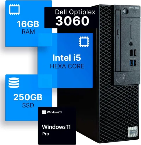 Vista 13 de Dell Optiplex 3060 - Computadora de escritorio Intel i5-8500 (3.2) 8 GB DDR4 RAM 1 TB SSD de estado sólido Windows 11 Professional PC