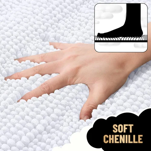Vista 27 de OLANLY Tapetes de baño gruesos de chenilla a rayas de 30 x 20 pulgadas, extra suaves, absorbentes, con parte trasera de goma, se pueden lavar