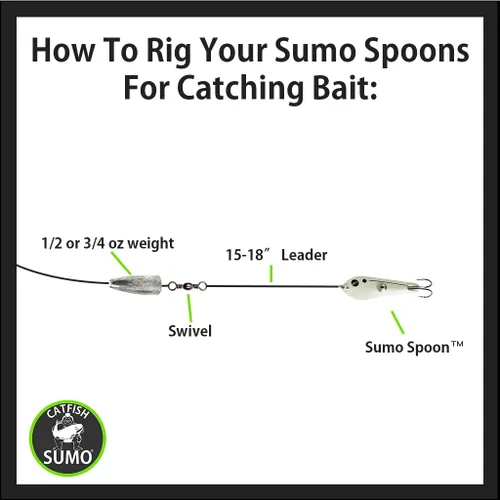 Vista 5 de Cuchara Sumo – Cuchara de cebo para pesca de gato, bajo blanco, lubina rayada y otros peces cebo, 1 5/8 pulgadas