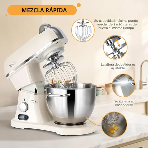 Vista 5 de Batidora de Pie Comercial de 8.4QT 800W con Fundición a Presión de Aluminio Cumple con el Estándar NSF/ANSI 8-2023, Batidoras de Cocina Batidora