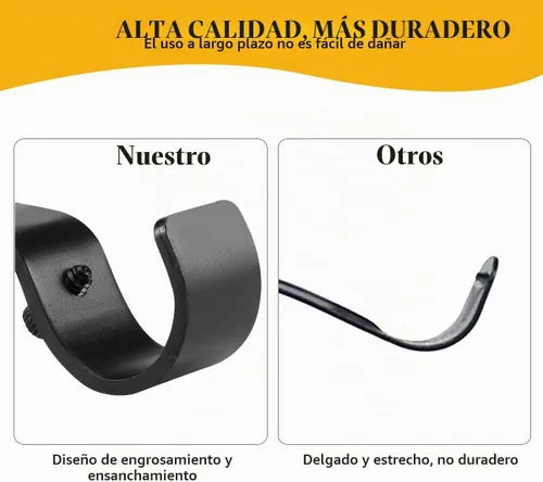 Vista 7 de Soportes de barra de cortina ajustables resistentes para barras de cortina de 3/4 o 5/8 pulgadas (2 unidades, negro)