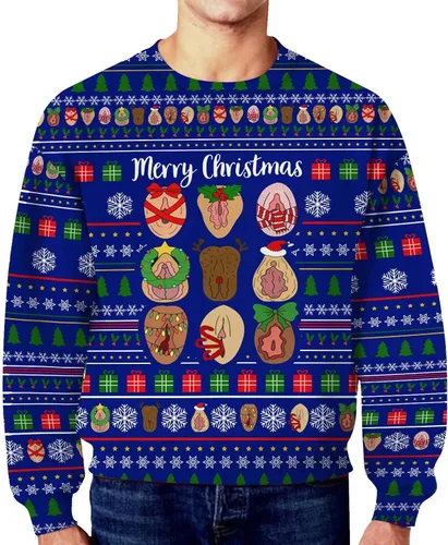 Sudaderas con capucha feas de Navidad para hombres novedosas para invierno Navidad divertidas consoladores sucios con estampado secreto casual