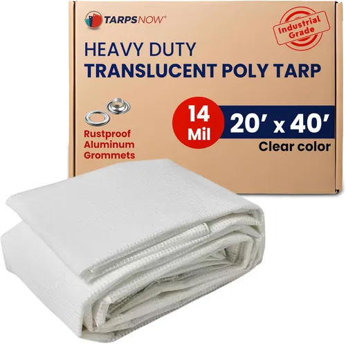 Vista 14 de Tarps Now - Lona de polietileno translúcida de 6 x 8 pies, cubierta impermeable resistente de 14 milésimas de pulgada de pulgada de diámetro, lona