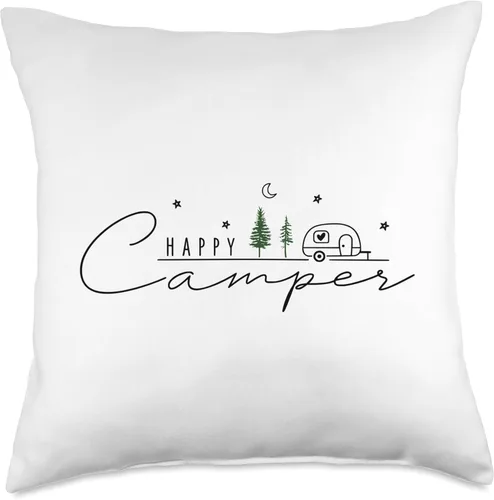 Vista 5 de Happy Camper Loving The Outdoors RV Life - Almohada de 16 x 16 pulgadas, multicolor