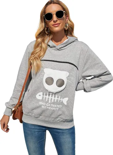 Vista 11 de BOMBAXCEIBA Bolsa para mascotas con capucha para mascotas pequeña, bolsa para perros y gatos, sudadera con capucha y bolsillo de canguro, con orejas