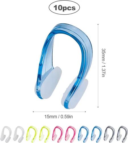 Vista 2 de SAVITA Juego de 10 clips de nariz para natación, reutilizables, prácticos, impermeables, con gel de sílice impermeable para ducharse, bañarse
