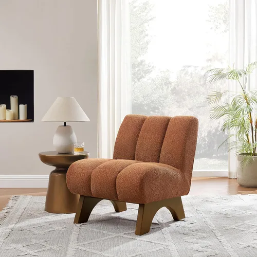 Vista 40 de Art Leon Silla decorativa moderna, sofá modular de tela sherpa, silla individual sin brazos con patas de madera para sala de estar, dormitorio, verde