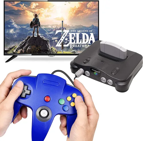 Vista 7 de iNNEXT - Paquete de 2 mandos de 64 controladores mando con cable palo analógico 3D para 64 Plug Play no versión USB de PC rojoazul