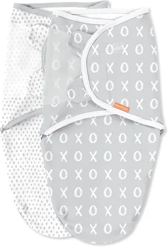 Vista 14 de SwaddleMe Luxe Easy Change Swaddle, Ellie Elephant/Triángulo Gris, S/M (0-3 meses)