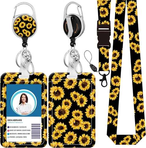 Vista 22 de Cordón de identificación y soporte para credencial de identificación, carretes retráctiles con clip para cinturón de carrete de mosquetón, cordón