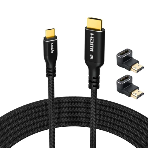 Cable USB C a HDMI 2.1 de 8K de 4 pies, (8K @60 Hz, 4K a 120 Hz, HDR), cable trenzado, compatible con Thunderbolt 3/4, para iPhone 15 Series,