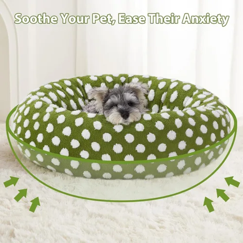 Vista 7 de BFPETHOME Camas de perro en forma de dona para perros pequeños, camas redondas para gatos de interior, cama relajante para cachorros y gatitos