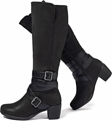 Women's Knee High Boots with Chunky Heel, Pointed Toe, Comfortable and Fashionable for Fall and Winter Wear For Women.