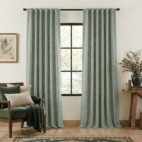 Vista 35 de NICETOWN Cortinas opacas de lino grueso 100% de 84 pulgadas de largo, 2 paneles, cortinas térmicas con pliegues pinzados para oscurecer