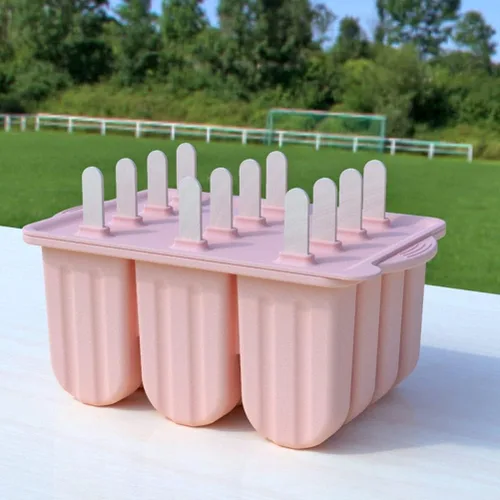 Vista 3 de Moldes para paletas de hielo, reutilizables de 12 cavidades, helado de silicona con tapas y 50 palos de madera, suministros de cocina, para paletas