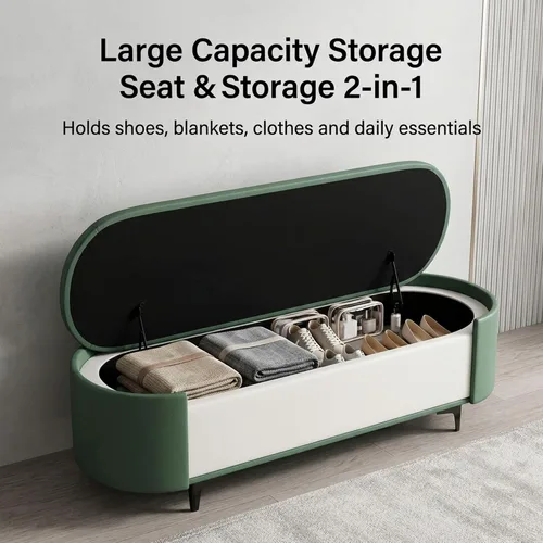 Vista 3 de Storage Bench for Bedroom,Entryway Ottoman with Seating,Edge Footrest Stool