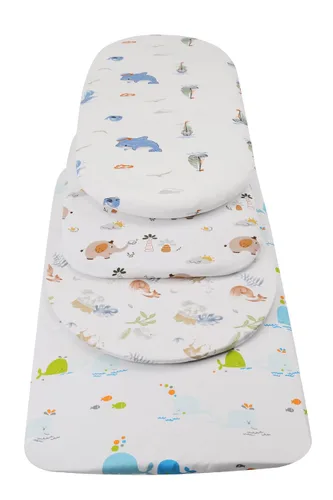 Vista 6 de Sábanas de moisés compatibles con el moisés Mamaroo de 4moms, paquete de 2 sábanas bajeras, 100% algodón de punto jersey de 190GSM, ultra suave