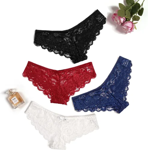Vista 14 de Avidlove Bragas de Encaje Floral para Mujer Ropa Interior Sexy Hipster Bragas de Bikini Atrevidas Cintura en Forma de V Tangas 1 pieza negro
