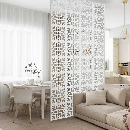 Vista 5 de 12PCS Divisor de habitación colgante Panel de pantalla de pared Paneles Blanco (White Leaves)