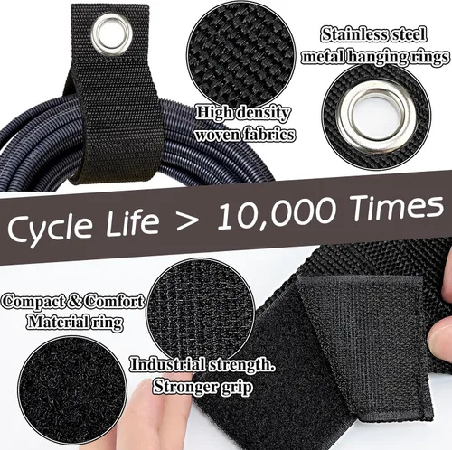 Vista 2 de Zkptops Organizador de cables de extensión, correas de almacenamiento resistentes, correas de gancho y bucle, accesorios de almacenamiento