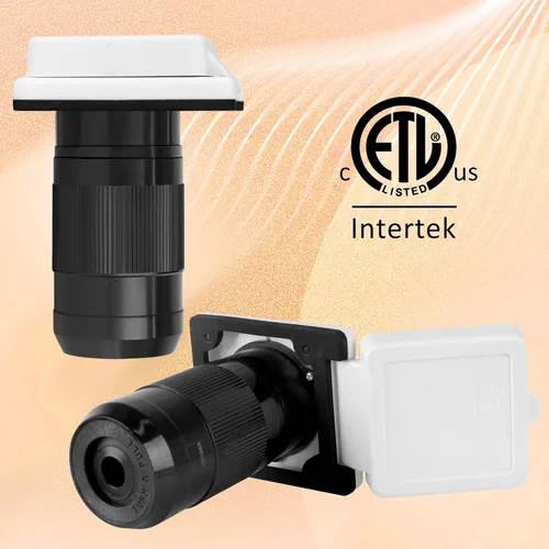 Vista 5 de Enchufe de alimentación Twist Lock para RV de 50 amperios, 125V/250V con 3 pines de acero inoxidable y tornillos, enchufe de alimentación para RV