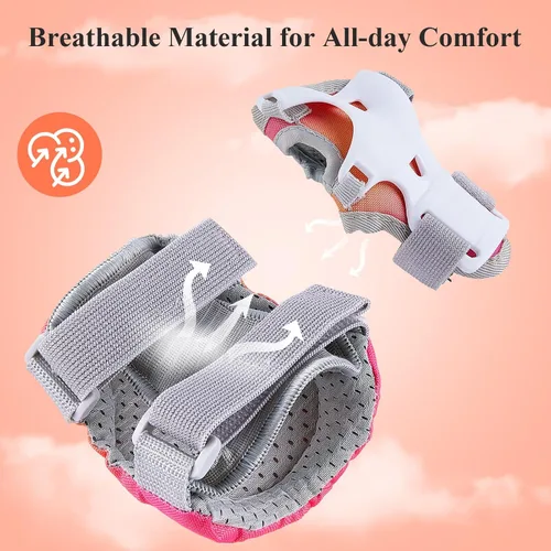 Vista 3 de Rodilleras para niños, juego de rodilleras y coderas duraderas para niños y niñas de 3 a 8 años, cómodas rodilleras y coderas para patineta