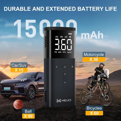 Vista 3 de Compresor de aire portátil para inflador de neumáticos, bomba de aire inalámbrica para neumáticos de automóvil con batería de 10000 mAh, bomba