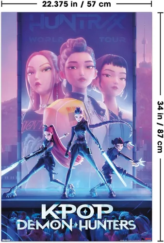 Vista 3 de Netflix KPop Demon Hunters (2025) - Póster de pared de una hoja, 34 pulgadas de largo x 22.4 pulgadas de ancho, versión sin marco