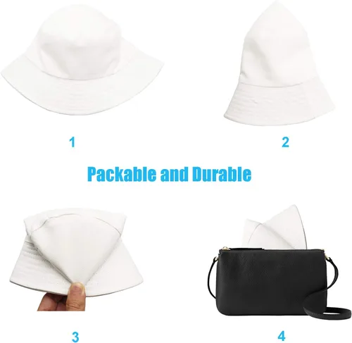 Vista 5 de Sombrero de pescador para mujeres y hombres, reversible, de algodón, para verano, playa, estilo sólido