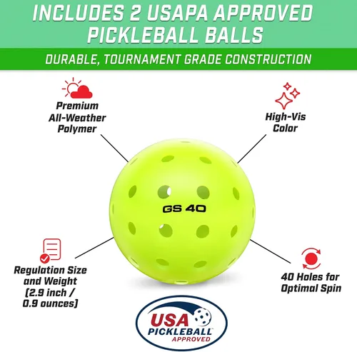 Vista 4 de GoSports GS1 Pickleball Paddles - Single, 2 Pack, or 4 Pack - USAPA Approved Fiberglass Pickleball Paddles