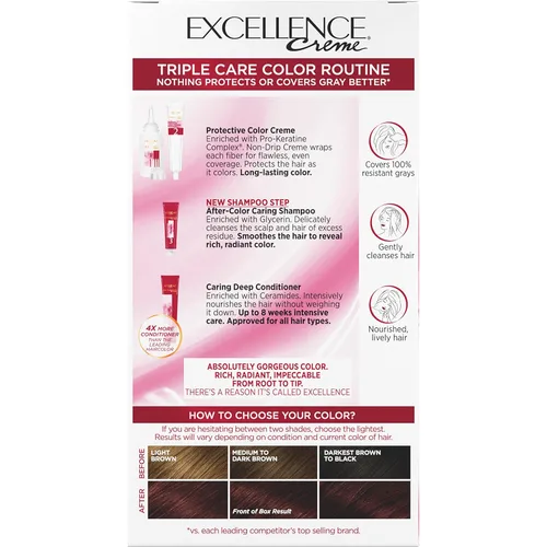 Vista 10 de L'Oreal Paris Excellence Crème - Tinte permanente para el cabello, triple cuidado, con complejo proqueratina para una cobertura del 100 %