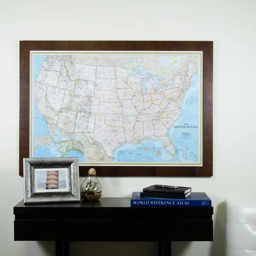 Vista 2 de Craig Frames mapa de viaje clásico de los Estados Unidos, Papel, 24 x 36 pulgadas