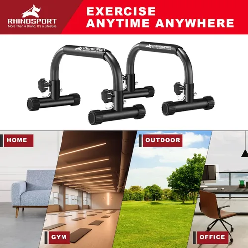 Vista 4 de RHINOSPORT Parallettes Bars Dip Calisthenics Push Up Bars Calisthenics Equipment 10.2 in High 300Kg/661lbs Weight Capacity Strength Training Home